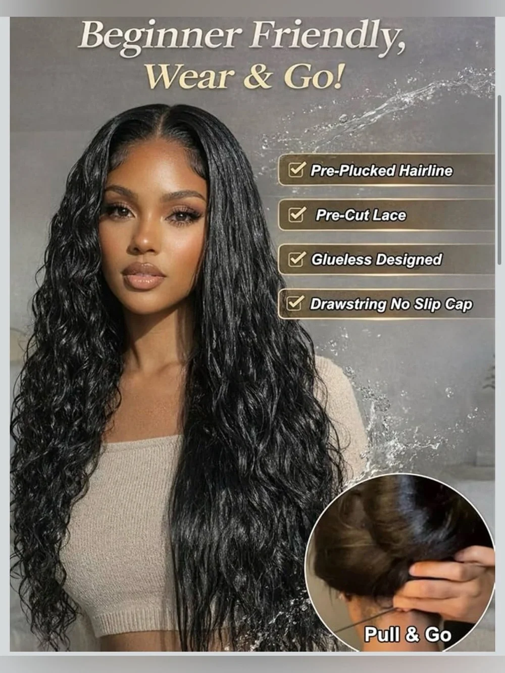 UNICE 2-in-1 Straight to Water Wave Human Hair Wig, 13x4 Lace Front Glueless Wig